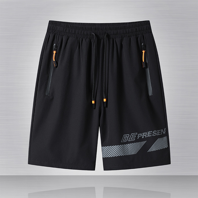 Men's Summer Versatile Ice Silk Shorts Plus-Size Sports Printed Mid-Length Shorts Men's Extra-Large Quick-Dry Sports Shorts