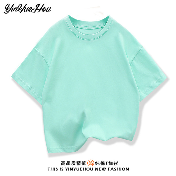 Summer children's design solid color short sleeve T-shirt for boys