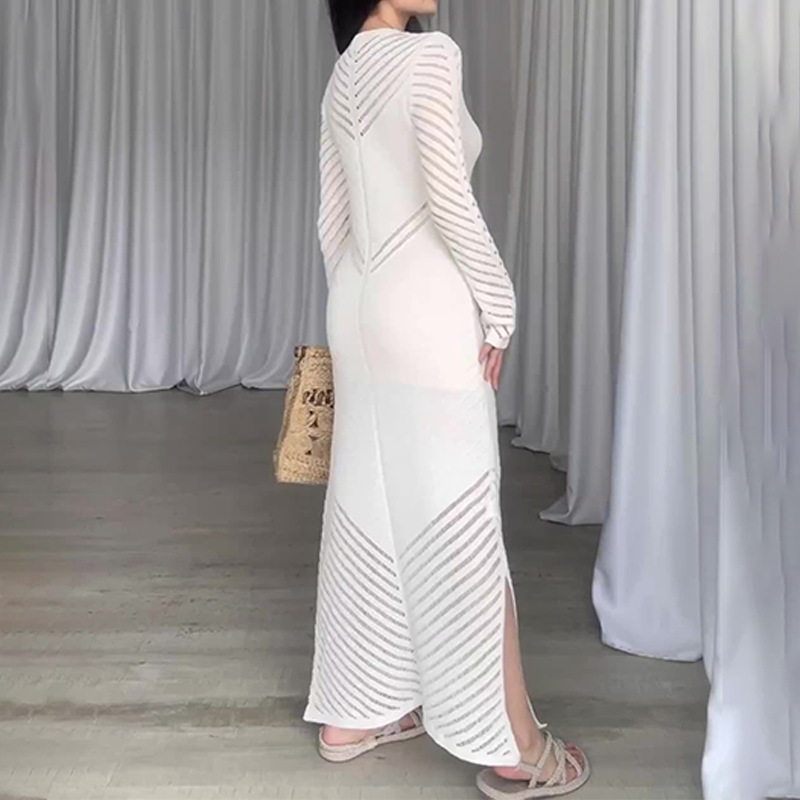 Damen Strickkleid Mit Rundhalsausschnitt Für Den Herbst_voghion.com