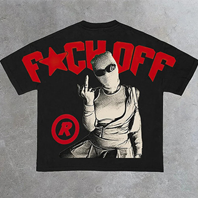 Y2K Hip-Hop Fashion Printed T-Shirt Large Women's Cotton Round Neck Top Vintage Street T-Shirt