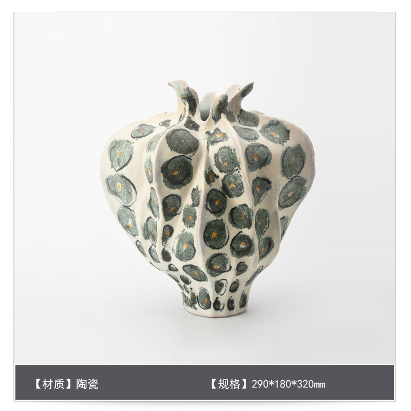 中世スタイルのセラミックフラワー花瓶装飾アートB&Bモデルルームゲストテーブルハイエンドフラワーアレンジメント装飾|undefined