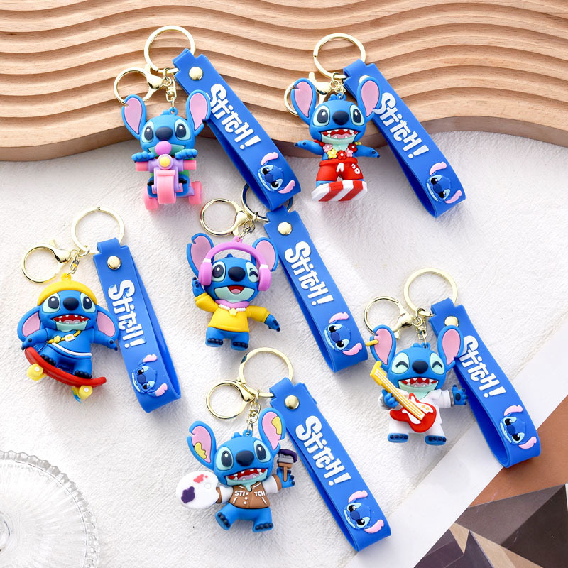 越境特別供給クリエイティブ漫画かわいいステッチキーホルダー pvc 立体ステッチ人形ペンダントペンダントチェーン|undefined