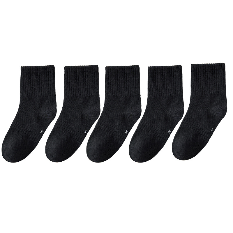 Otoño y invierno sin hueso calcetines de estudiantes para niños, niños y niñas, dos barras de color sólido, calcetines de algodón peinadas, calcetines deportivas