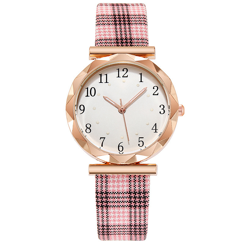 Popular 2021 New Glow Personalized Plaid Strap Quartz Watch Women's Edition_voghion.com