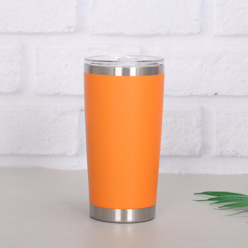 Transfronterizo 20oz taza del coche de pulverización de plástico 304 de acero inoxidable de comercio exterior de gran capacidad helado cerveza café Yeti taza de vacío