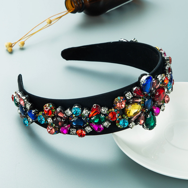 Baroque Fashion Diamond-encrusted Wide-brimmed Headband Retro Headband display picture 3