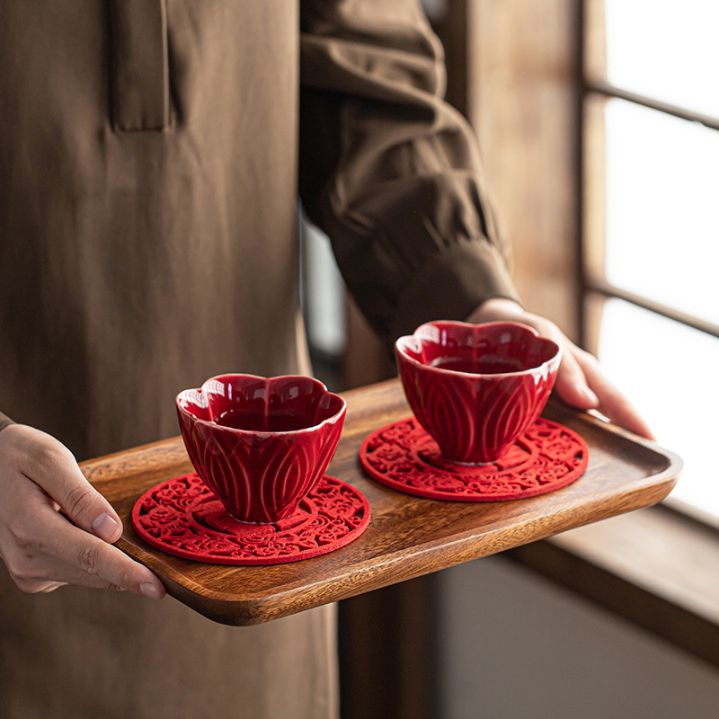 Ceramic Retro Master Cup Tea Cup Personal Cup Tea Cup Tea Room Tea Cup Wedding Red Festive Tea Cup