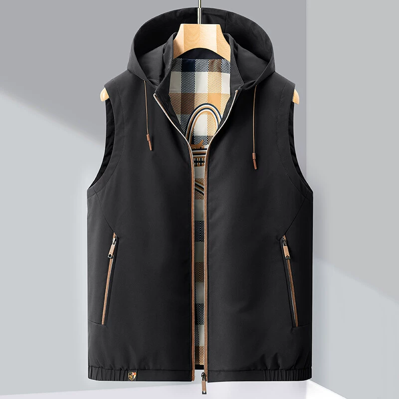 Мужской жилет с капюшоном, съемный, осень 2025, новая модель, деловой повседневный стиль, без рукавов