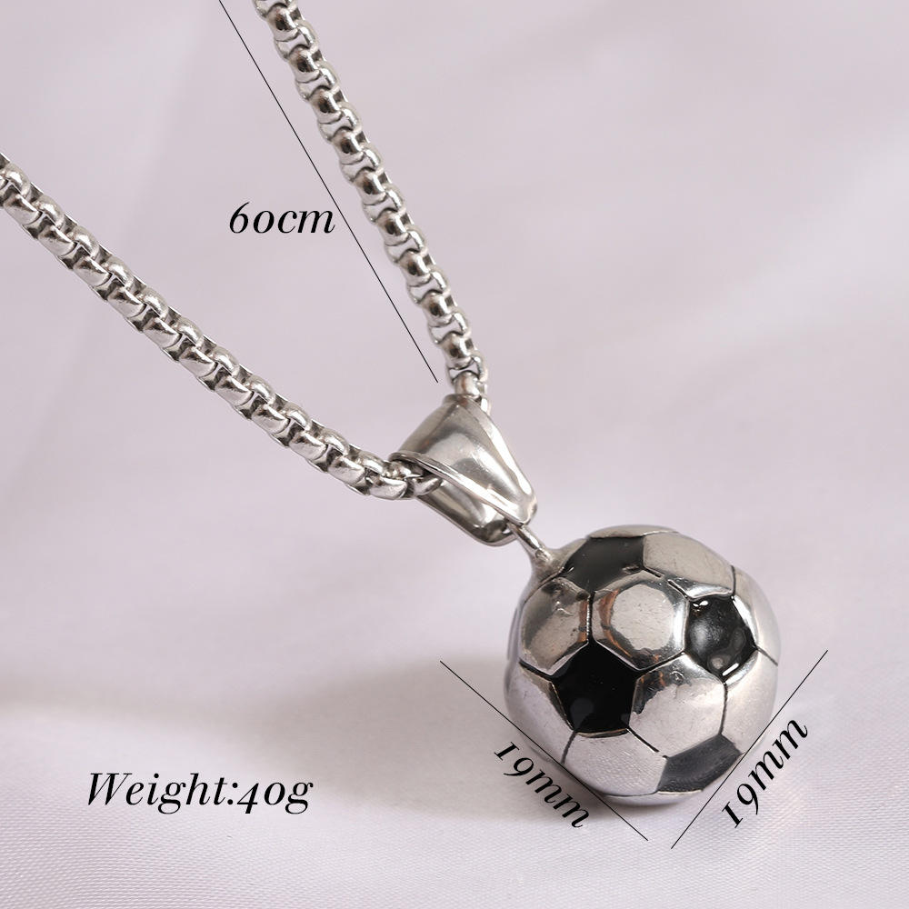 38g Weight Pendant Necklace Classification Simple Style Football Titanium Steel Polishing Pendant Necklace