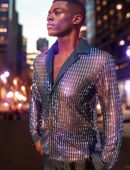 2024 nuevo comercio exterior de Amazon con camisa de mangas largas en stock de fiesta discoteca