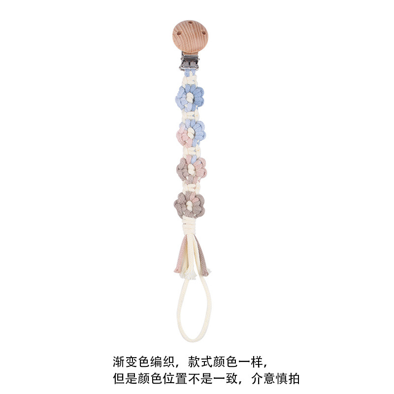 Productos para bebés Clip de chupete de haya Creativo Tejido a mano Estilo pastoral Cadena de chupete de margarita de color