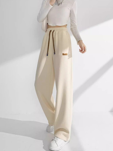 2025 Spring and Autumn Flowy Loose Straight Wide Leg Korean Version Trend Brand Versatile Casual Simple Women's Pants