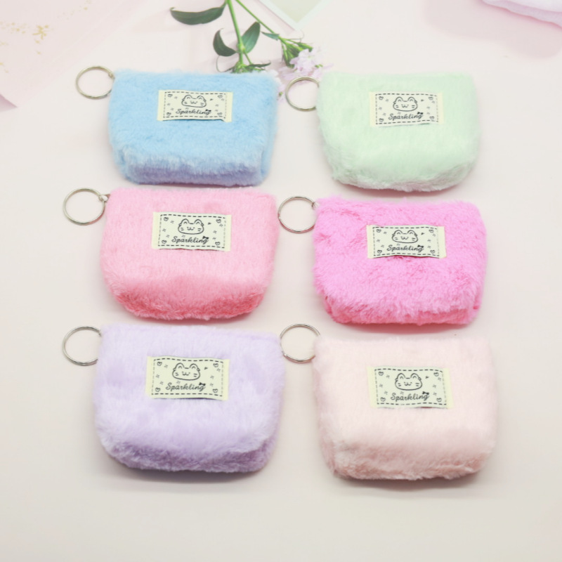 New Plush Coin Bag Wrist Korean Style Simple Fashion Small Wallet Hand Storage Bag Portable Mini
