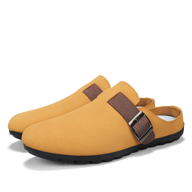 Zapatos Boken de alta gama 2025 nuevas medias zapatillas de puntera de suela gruesa de primavera para usar zapatos perezosos de un pie