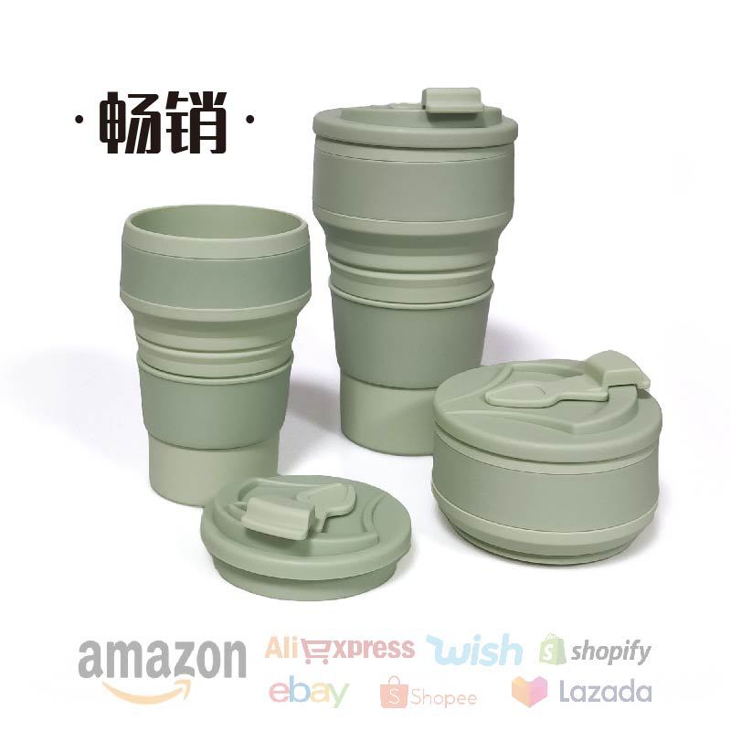 Punto de suministro directo portátil plegable taza de agua creativa enjuague bucal de silicona viaje plegable taza de turismo al aire libre taza telescópica