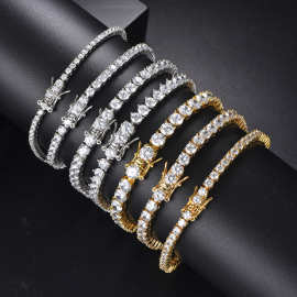 TennisChain欧美饰品2-6MM网球链 时尚男女士嘻哈锆石手链高级感