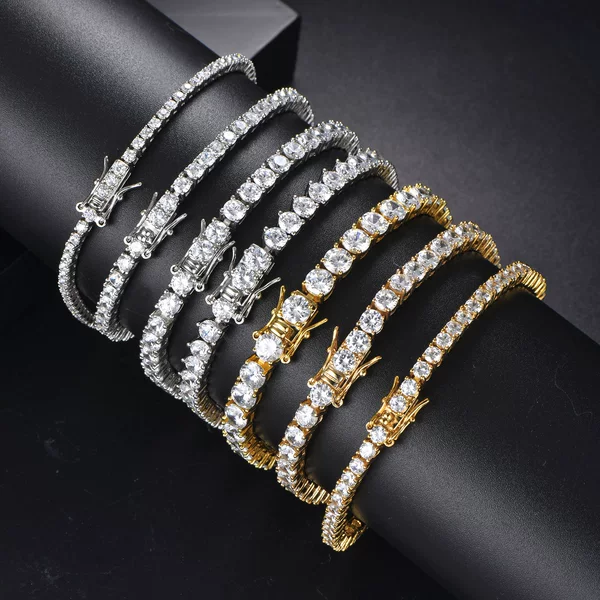 TennisChain European and American jewelry 2-6MM tennis chain fashion men and women hip hop zircon bracelet high sense