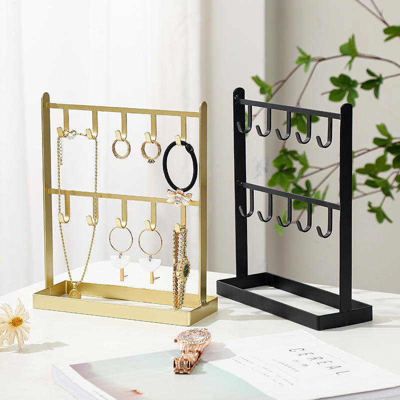 European-style hook jewelry stand desk vanity earring storage rack double-layer necklace organizer accessory jewelry display stand