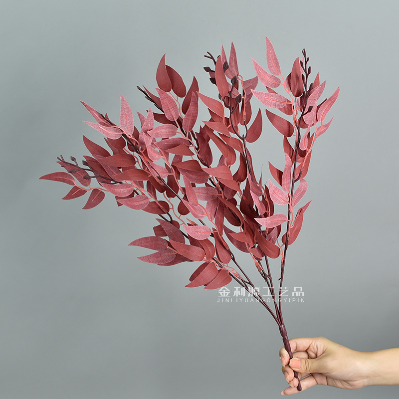 5-tenedor haz de hojas de sauce hojas de la boda Mori boda base flor transfronteriza simulación de hojas de sauce LY99705