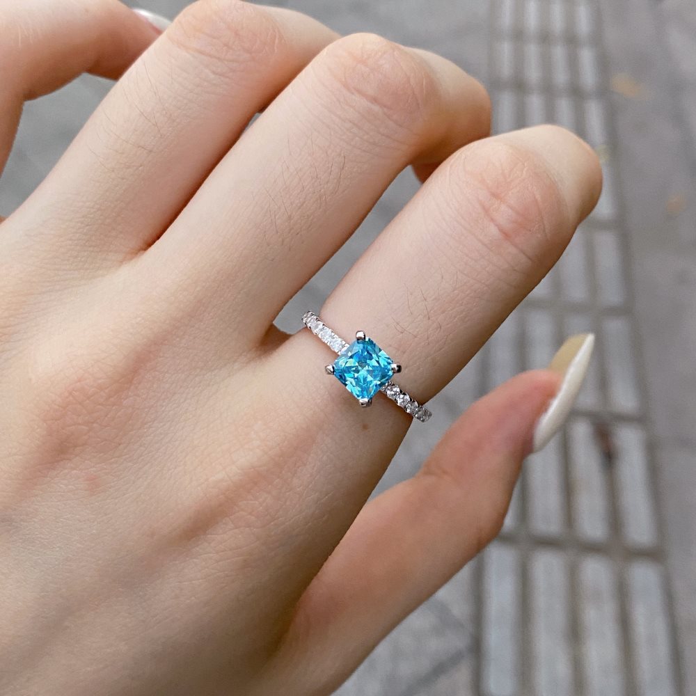 Fashion Square Sterling Silver Plating Inlay Zircon Rings 1 Piece