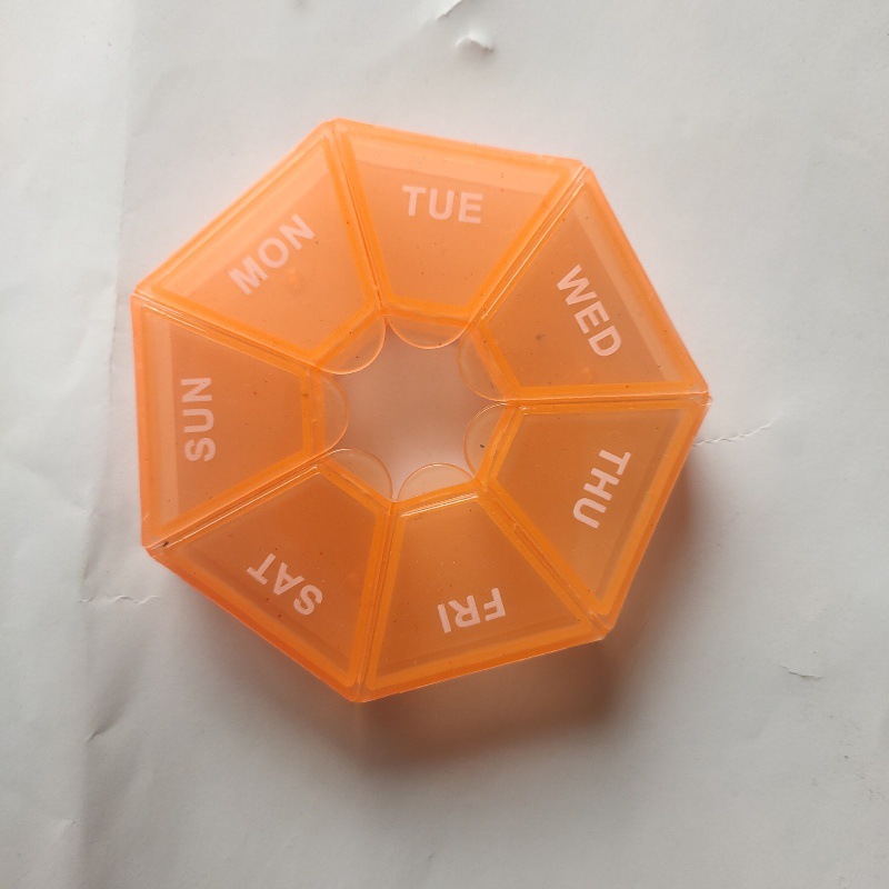 Caja de Medicina de 7 esquinas para una semana Ronda 7-rejilla portátil pequeña caja de la medicina para una semana Mini 7 días portátil caja de joyería de la medicina