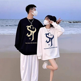 秋冬oversize加绒圆领卫衣男女上衣特别情侣装潮牌学生班服保暖衫
