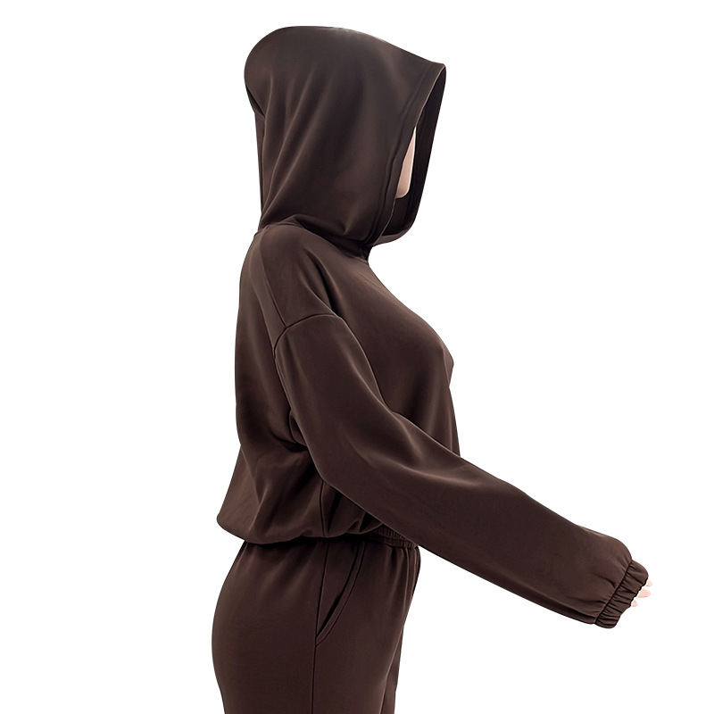 Autumn Winter Solid Color Hooded Long Sleeve Sweater Women Clothing Casual Trousers Suit 14 Autumn Winter Solid Color Hooded Long Sleeve Sweater Women Clothing Casual Trousers Suit