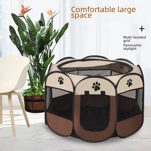 Pet Tent Octagonal Cage Fence Cat Cage Foldable Cat Cage Super Large Household Cat Bed All-Seasons Universal Cat Litter