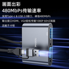 yesido高清無延遲視頻轉換器 usb轉hdmi1080同屏擴展即插即用跨境