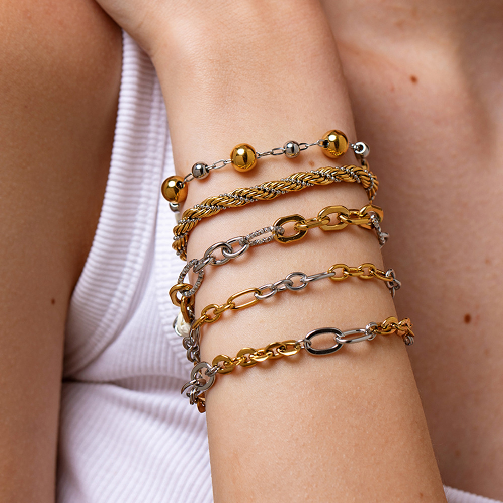 9g Weight IG Style Simple Style Geometric 304 Stainless Steel Cable Chain Bracelets In Bulk