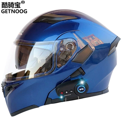 Motorcycle Safety Supplies – treasure electric motorcycle Bluetooth helmet - sapphire-blue-with-k10-bluetooth-m