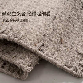 印度手工羊毛客厅无胶地毯复古别墅高级感沙发茶几毯卧室床前地垫