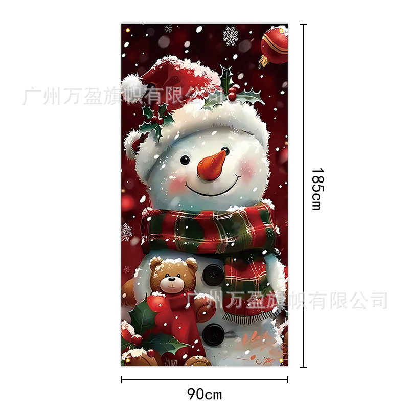 2025 nuevos productos de navidad cortina de bandera Santa Claus para ver la hoja de regalo decoración de tela colgante Bandera de bienvenida de Navidad