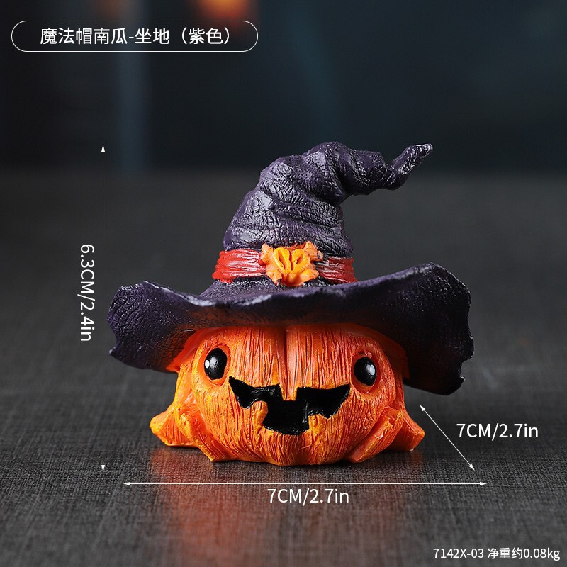 万圣节魔法帽小幽灵树脂摆件装饰品搞怪鬼脸节日派对道具桌面摆件|undefined