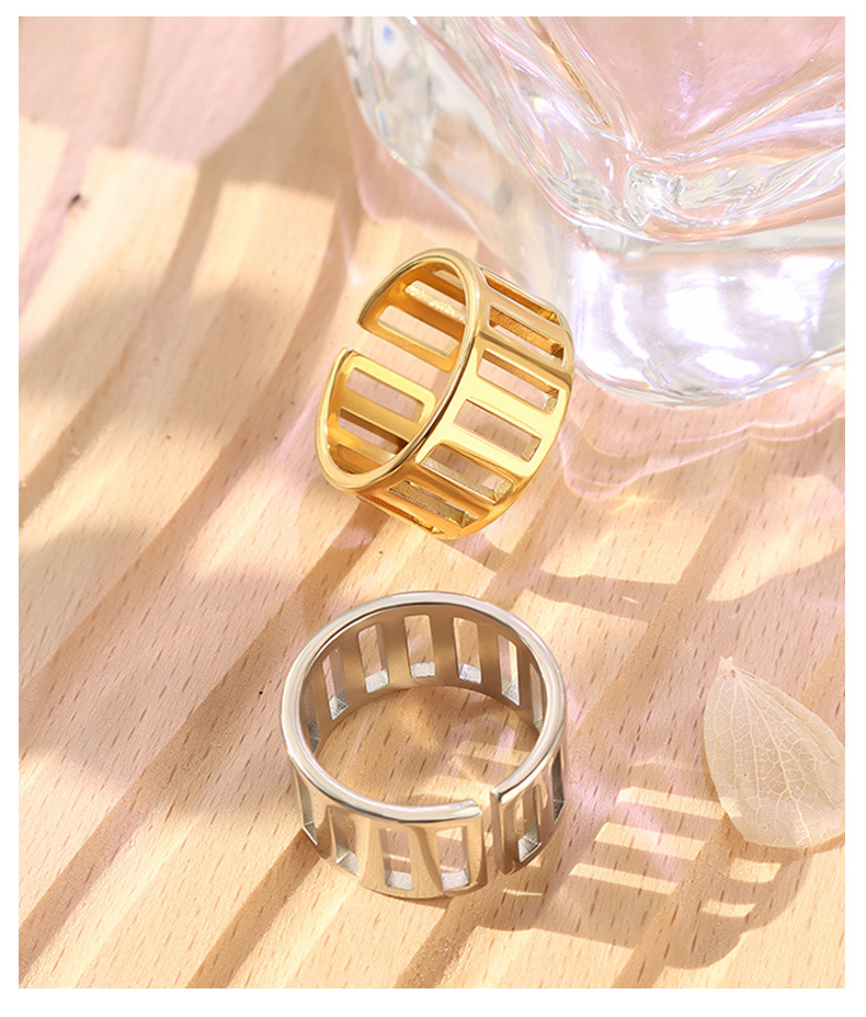 hollow open ring non-fading stainless steel 18k gold plated tail ring
