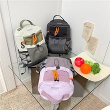 跨境新款ins高颜值清新网抽绳背包情侣轻便旅行登山大容量双肩包