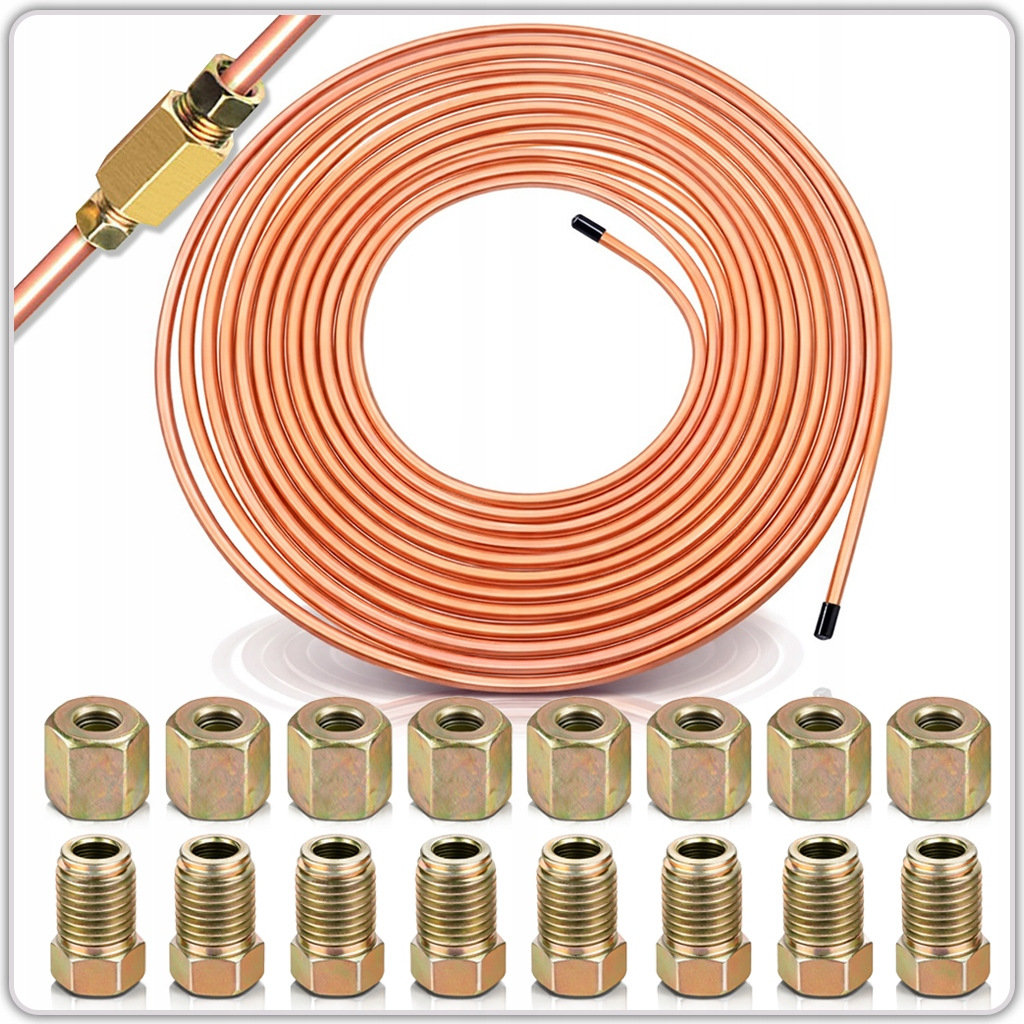 Tubo redondo de 4.76 mm con conector de cobre chapado en oro de grado industrial, línea de freno de 7.62 metros, piezas automotrices resistentes a la corrosión