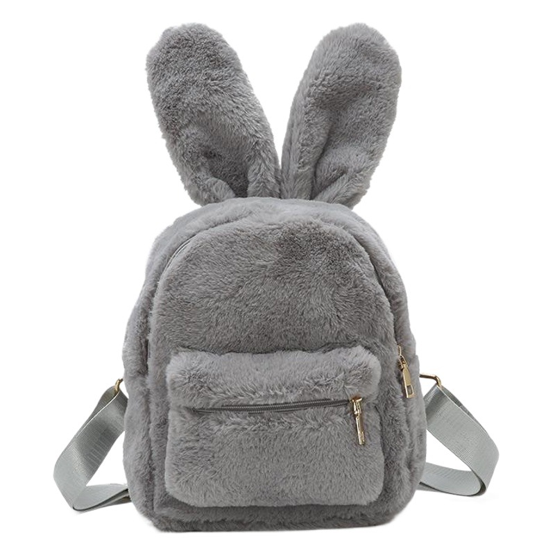 Mochila de moda para mujer de otoño e invierno con elegantes orejas de conejo, mochila escolar para estudiantes, suministro directo de fábrica, estilo nacional artístico.