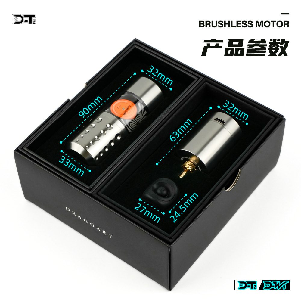 Equipo del tatuaje del arte del Dragón D-T2 nuevo tatuaje inalámbrico batería integrada pluma ventana transparente motor sin escobillas máquina de tatuaje