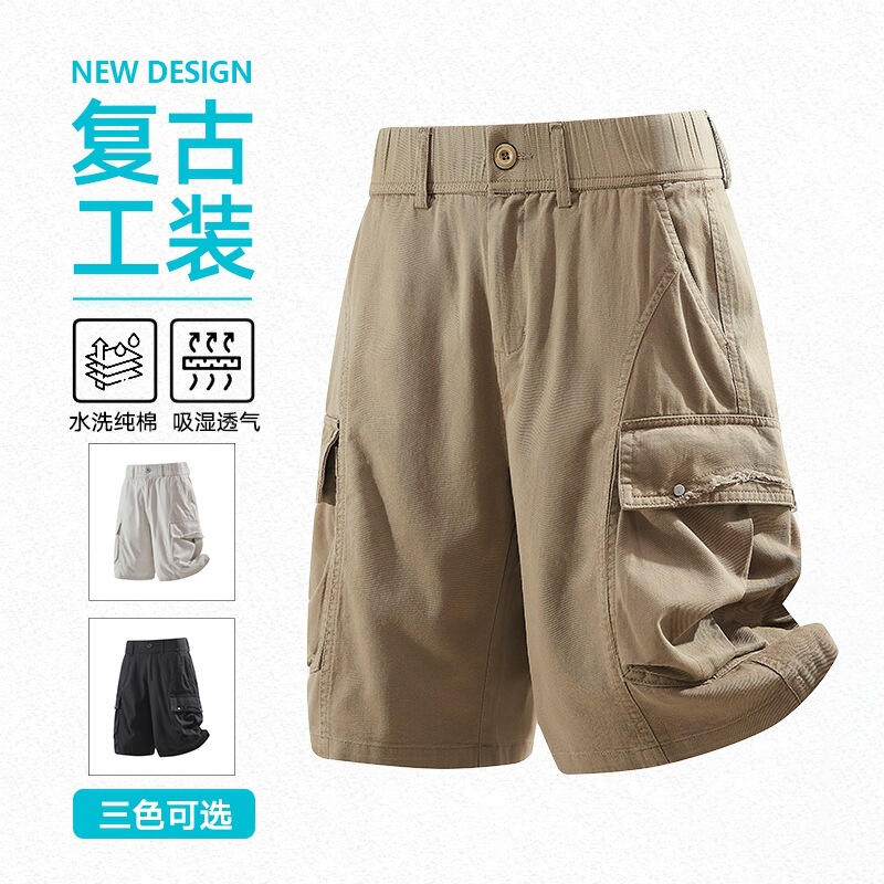 Pure Cotton Work Shorts for Men, Direct from Manufacturer, New Summer Style Casual Knee-Length Pants, Carhartt Cotton Loose Straight-Leg Pants