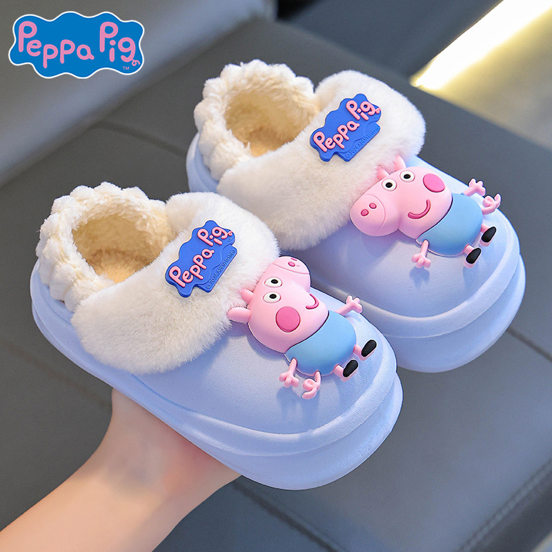 Piggy Page zapatillas de algodón de invierno para niños, niños y niñas, bolsas de terciopelo cálidas, tacones desmontables impermeables para zapatos caseros de bebé