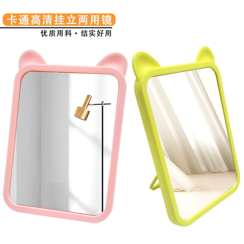 Мультяшный кошачий ухо квадратное зеркало для макияжа общежитие стол зеркало красоты HD зеркало принцессы стол односторонний зеркало для макияжа