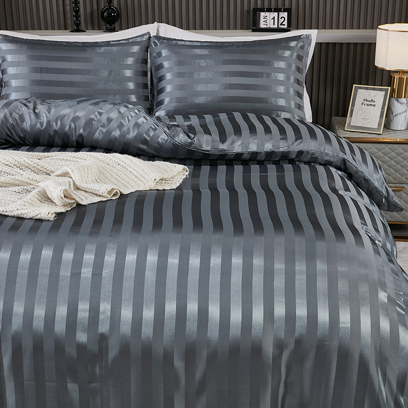 Cross-Border Temu Amazon Shein Imitation Silk Four-Piece Satin Satin Three-Piece or Four-Piece Quilt Cover Bed Sheets Pillowcase