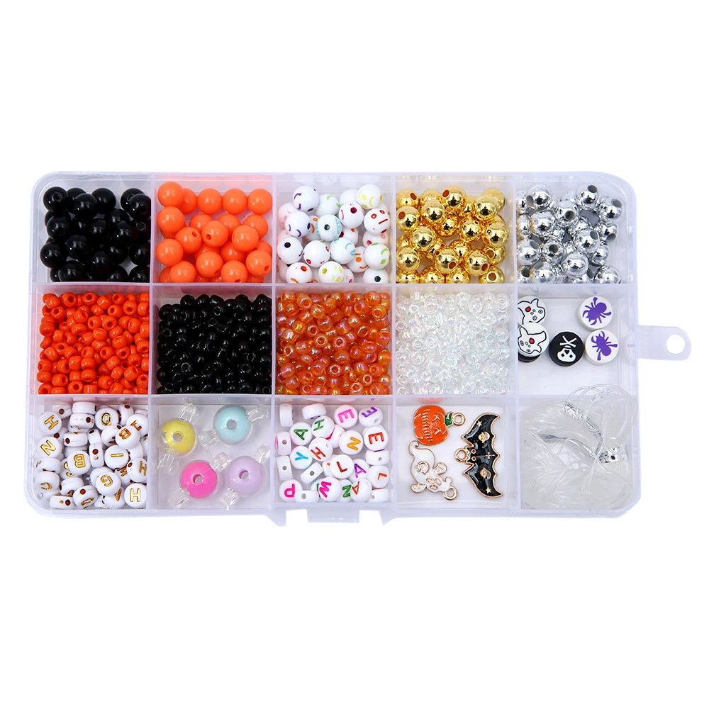 Трансграничный 15-сеточный бисер из рисового бисера Хэллоуин ювелирный набор DIY браслет ожерелье аксессуары заводская цена прямо X20