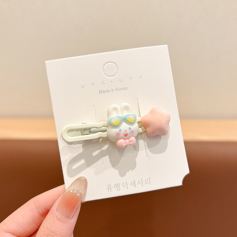 Coreana lateral frange clip de cabello de la frente de mujer sensación avanzada 2025 nuevo toque de dopamina clip de boca de pato