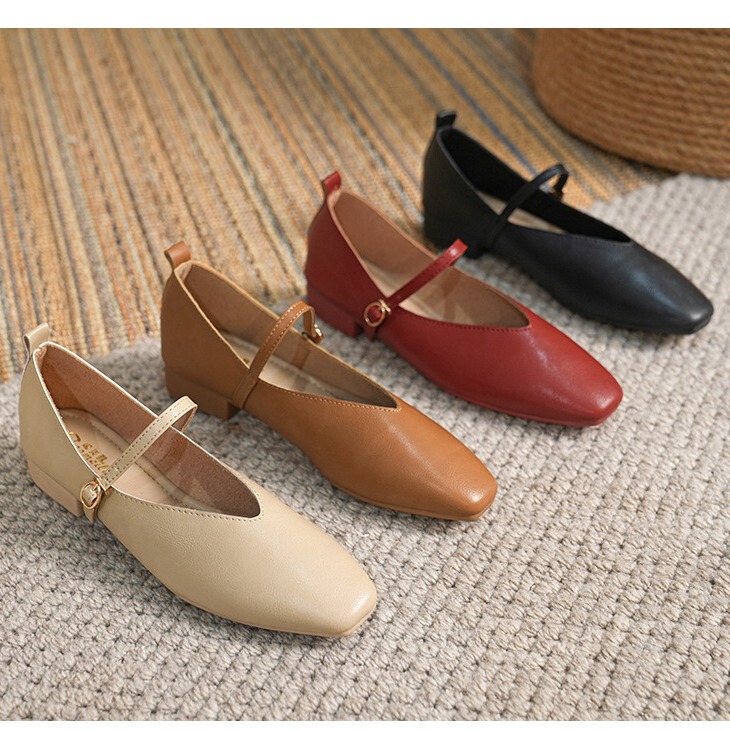 Flats Flats for Women 2023 Spring and Summer New Retro Buckle Low-Heeled Shoes Literary Square Toe Soft Leather Mary Jane Shoes Flats Flats for Women 2023 Spring and Summer New Retro Buckle Low-Heeled Shoes Literary Square Toe Soft Leather Mary Jane Shoes