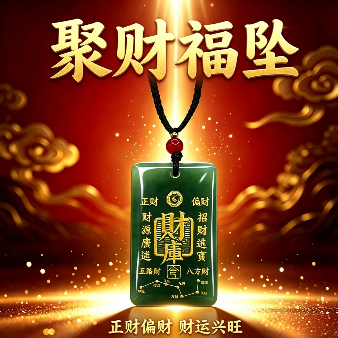 八方进宝方牌挂坠日常通勤佩戴项坠生辰贺礼国风祈吉祥随身配饰