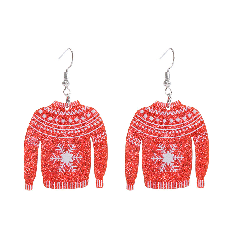 1 Paire Mode Flocon De Neige Impression Arylique Boucles D'oreilles display picture 7