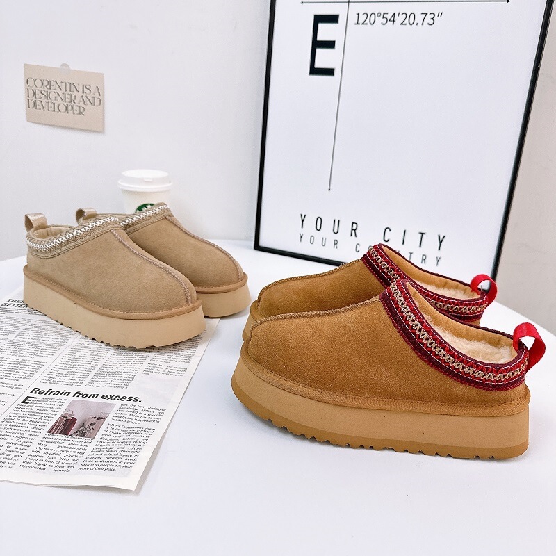 Ethnic Style Snow Boots Wool Thick-soled Tats Height Increase Snow Cotton Warm Fur One-piece Baotou Slippers Ethnic Style Snow Boots Wool Thick-soled Tats Height Increase Snow Cotton Warm Fur One-piece Baotou Slippers