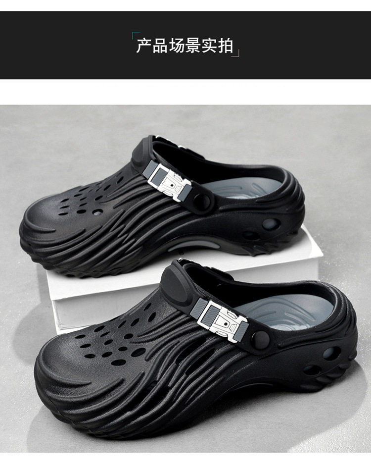 Dép sandal nam lỗ thoáng đế dày EVA chống trượt, đi biển và lái xe — Màu nâu kaki, Xanh nhạt, Đen xám chi tiết 17